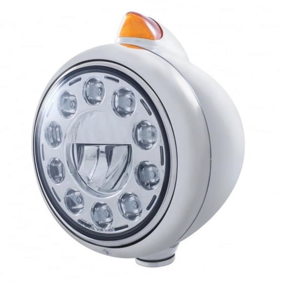 Chrome Guide 682-C Headlight 11 LED Bulb & Original Style LED Signal - Amber Lens