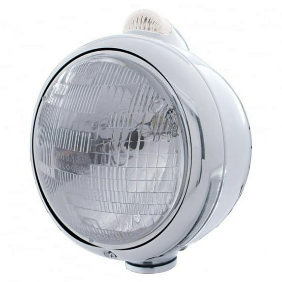 Chrome Guide 682-C Headlight H6024 & Dual Mode LED Signal - Clear Lens