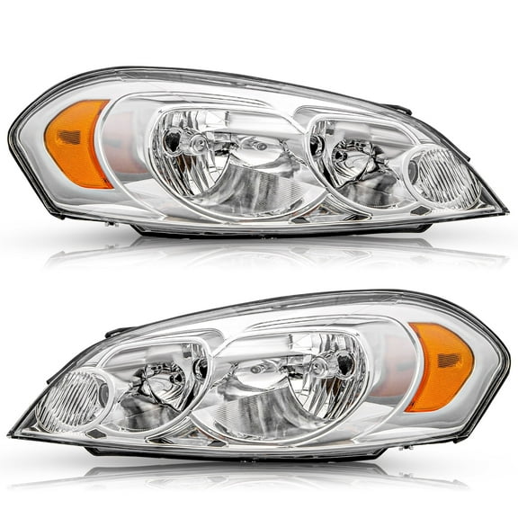 Chrome Headlights For 06-13 Chevy Impala 2006-2007 Monte Carlo Headlamps LH+RH