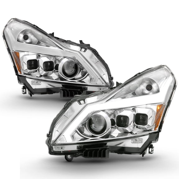 Chrome Headlights w/LED Sequential Signal Switchback DRL For 2010-2013 G37 Sedan