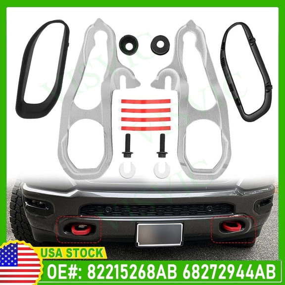 Chrome Heavy Duty Front Tow Hooks with Hardware For 2019 2020 2021 Ram 1500 DT