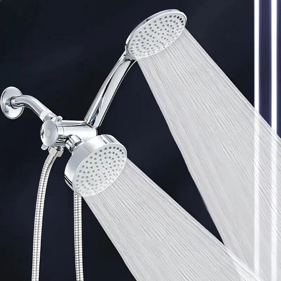 Chrome High Flow Rain Shower Head Two-in-One Handheld Set Plus Long Hose 3-Way Diverter Bathroom Sets Full Set Shower Head