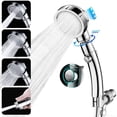 thumbnail image 1 of Chrome High Pressure Handheld Shower Head with ON/OFF Pause Switch, 3 Spray Modes Shower Wand with Shut Off Button, Removable Camper Shower Head with Hose and Adjustable Angle Bracket, 1 of 10
