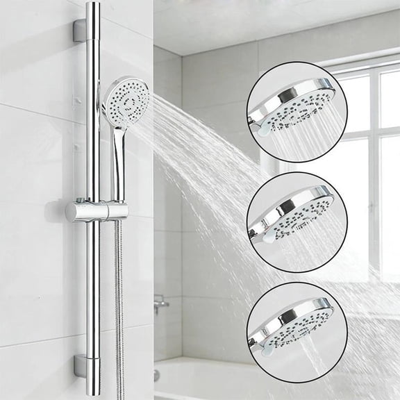 Chrome High Pressure Rainfall Shower Slide Bar System with 59'' Hose & Handheld Shower