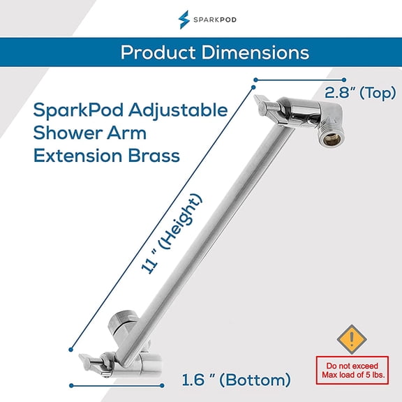 Chrome High-Pressure Square Rain Shower Head with 11 Inch Arm Extension for Ultimate Bathroom Experience