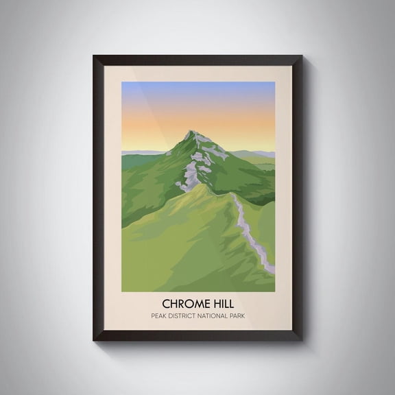 Chrome Hill Peak District Dragons Back Ridge Travel Art, Unframed Paper Poster 8x10in
