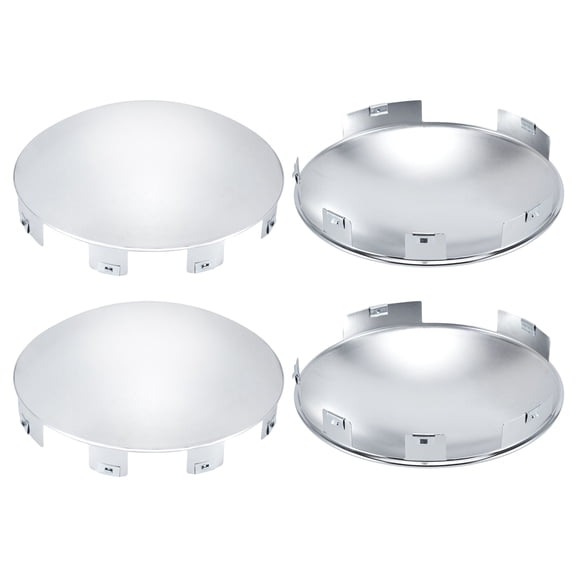 Chrome Hub Cap Covers for Semi Truck 6 Uneven Notched - for Front Wheel 8.9" Hub Caps, Lip 0.9" with Pre-Installed Clips Dome Metal for Semi Truck Hub Caps, 4Pack