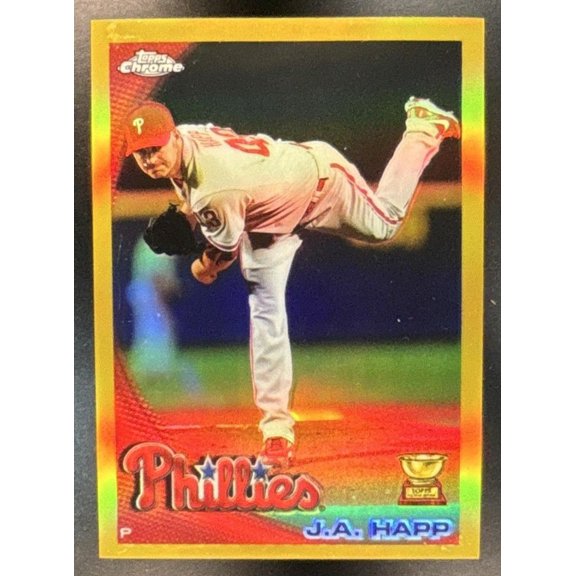 Topps Chrome J.A. Happ #29 Base Gold Refractors Phillies Baseball Card Philadelphia Phillies MLB Baseball Trading Card