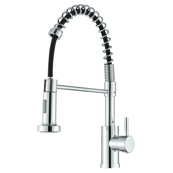 Chrome Kitchen Faucet Pull Down Sprayer 1 Hole Spring Sink Faucet Single Handle