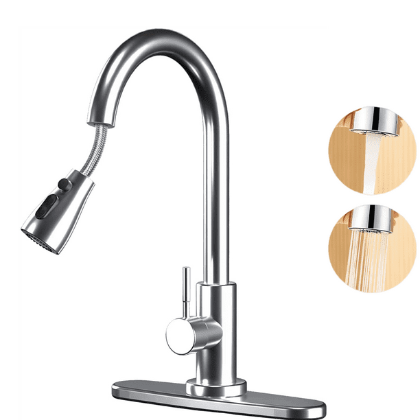 Chrome Kitchen Faucet with Sprayer, IFANZE Pull Down Kitchen Sink