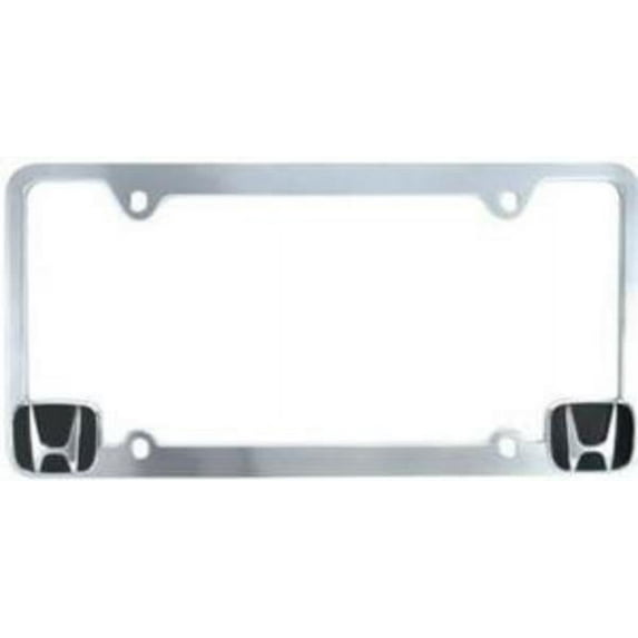 Chrome License Frame with Honda Logo in Corners. Free Screw Caps Included