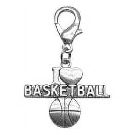 Chrome Lobster Claw Charm I Heart Basketball
