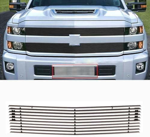 Black Lower Bumper Billet Grill Insert For 2015-2019 Chevy 2500HD & 3500HD - View #3