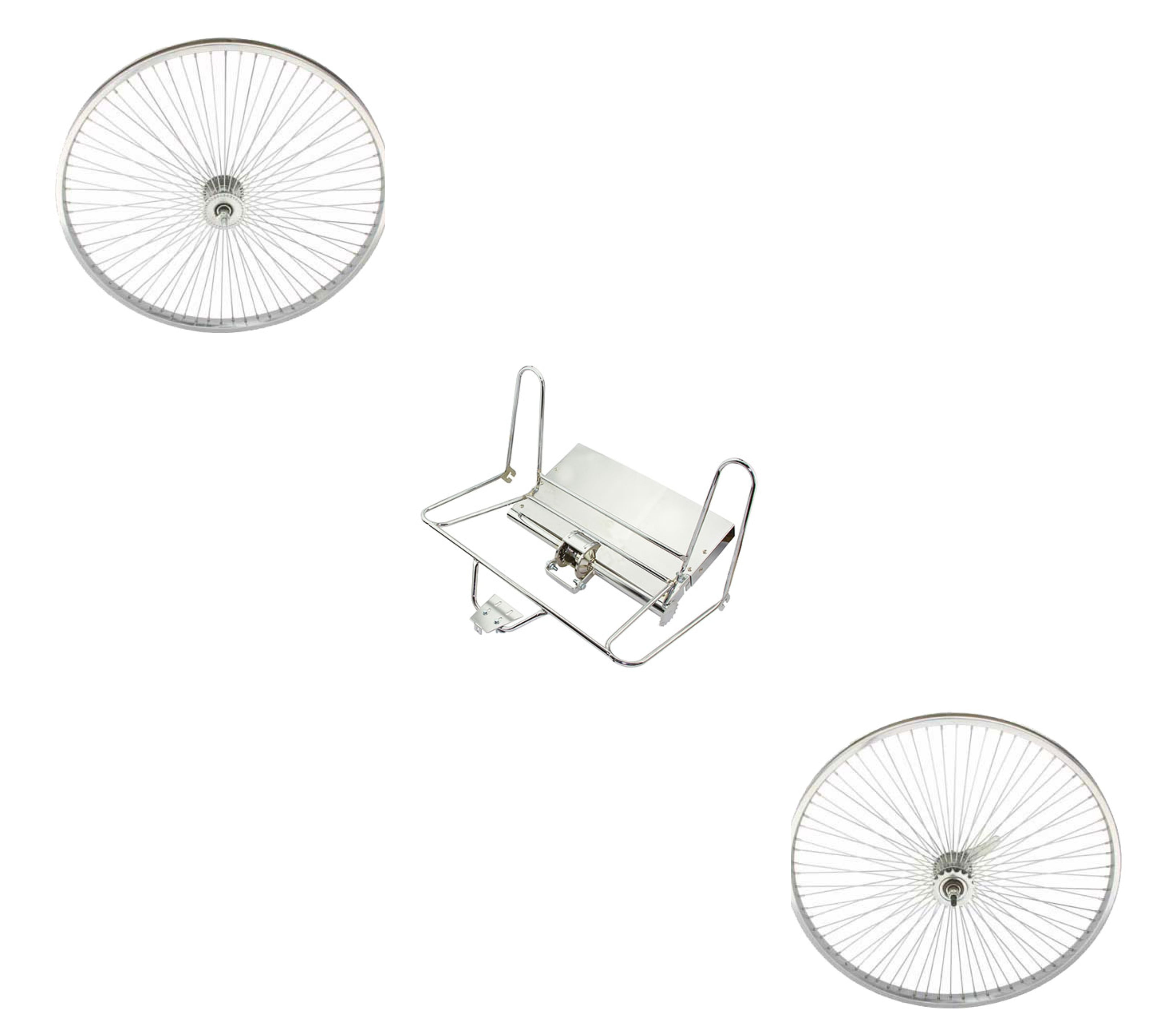 Kit Conversion Vélo En Tricycle – Essieu Arrière Chrome Pour Roues 20/26 Pouces