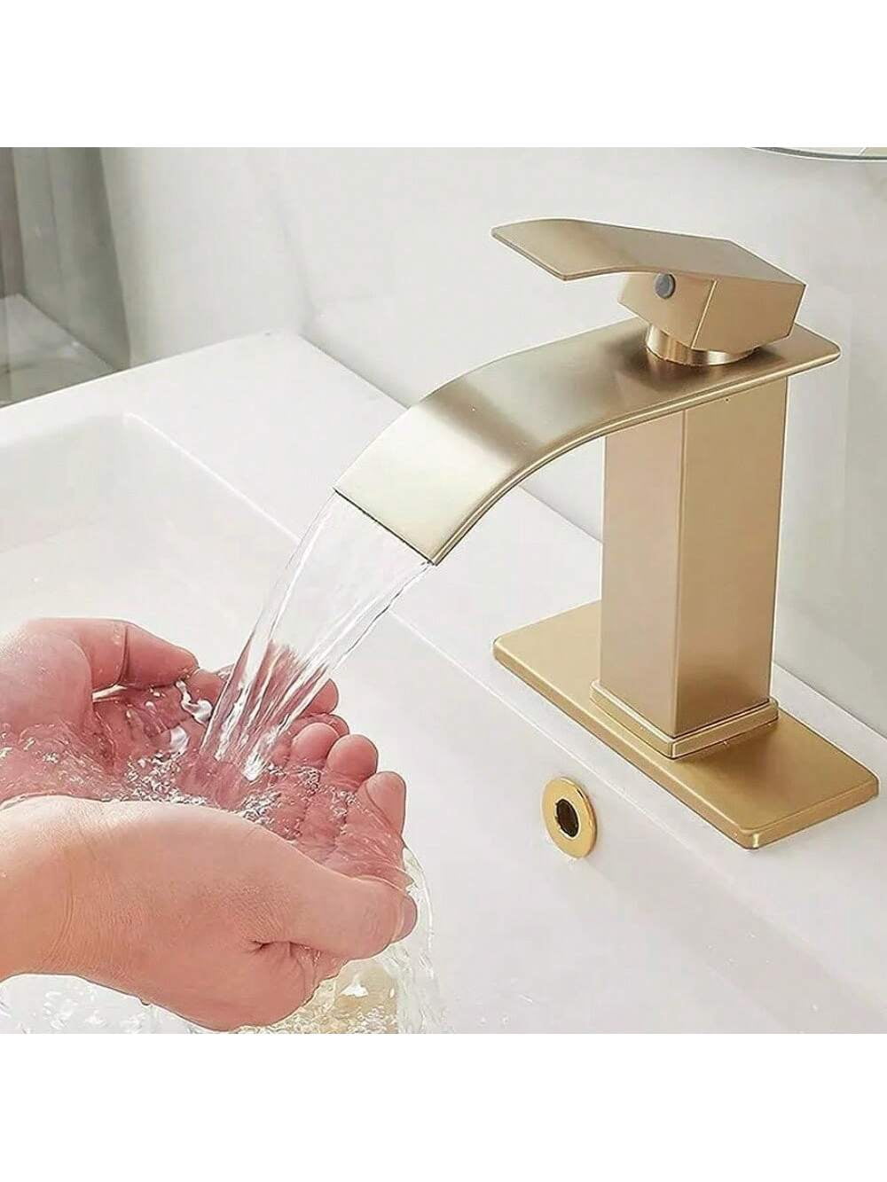 Waterfall Bathroom Sink Faucet Chrome Single Hole Bathroom Faucets Single Handle Modern Glass Spout Basin Vanity Taps - - 35592377