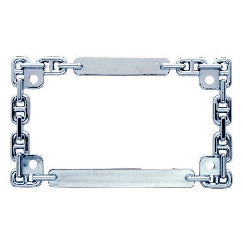 Chrome Metal Chain Motorcycle Bike License Plate Tag Frame Holder / Harley Honda