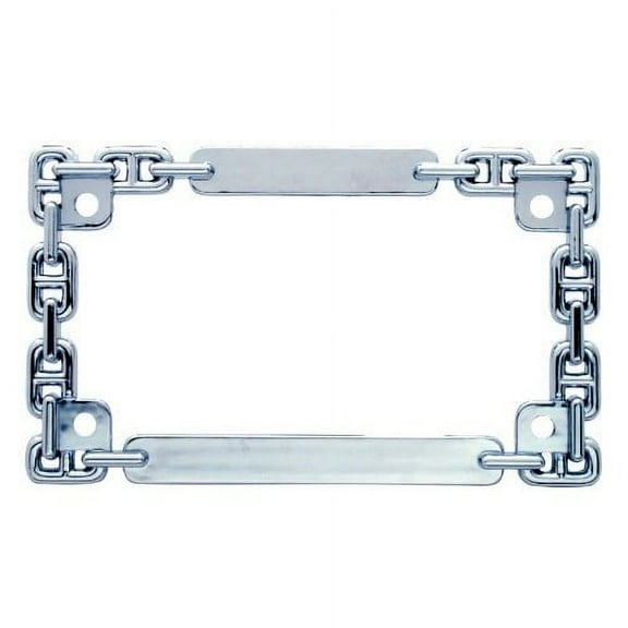 Chrome Metal Chain Motorcycle Bike License Plate Tag Frame Holder / Harley Honda