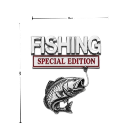 Chrome Metal Fishing Car Emblem Badge Fish Hook Sticker For Truck SUV Vehicle Exterior Decor 1 Pack