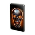 thumbnail image 1 of Chrome Metal Flaming Skull Metal Rectangle Lapel Hat Pin Tie Tack Pinback, 1 of 4
