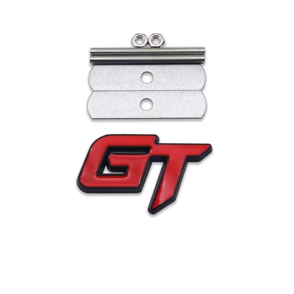 Chrome Metal GT Logo Car Front Grile Emblem Premium 3D Grand Tourer Auto Grill Badge (Black&Red) 6.4 x 3.8 x 0.6cm ZHEYU