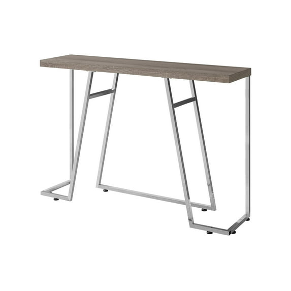 Chrome Metal Legs and Brown Laminate Body | Entryway Console Table | Brings a Modern Flair