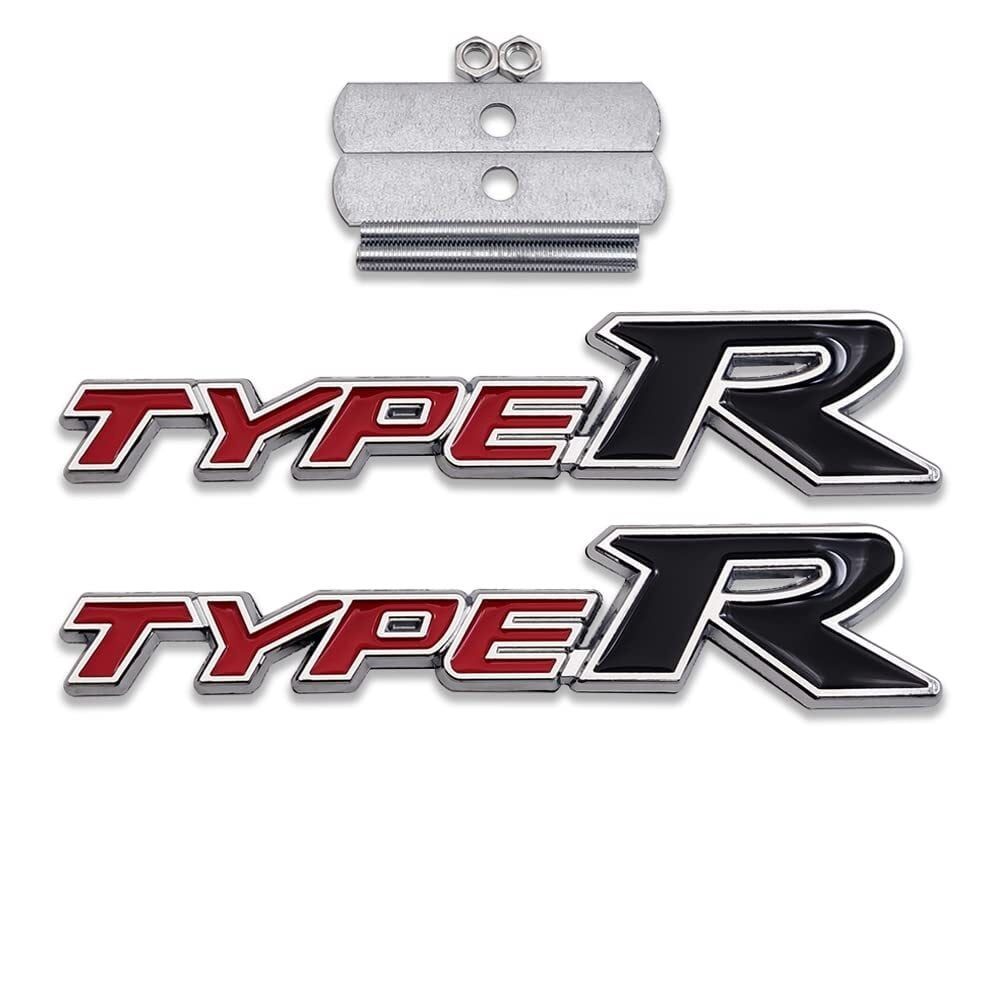 Chrome Metal Type-R Logo Car Front Grille Emblem + 3D Type Racing Trunk ...