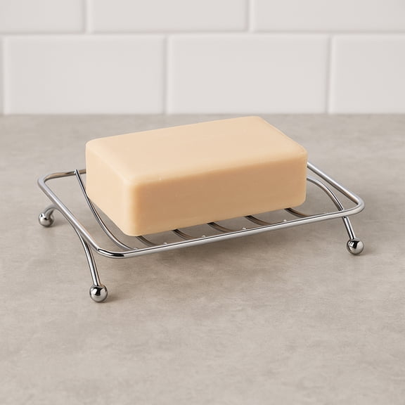 Chrome Metal Wire Soap Dish Holder Self-Draining for Bathroom-Sponge Holder for Kitchen