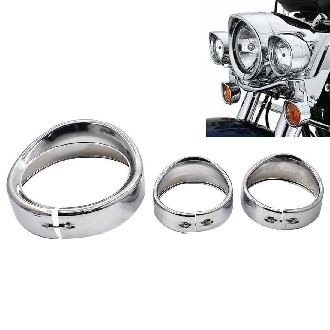 Aazon.co: 7" Headlight Tri Ring Decorate Visor + 4.5" Fog Light Tri