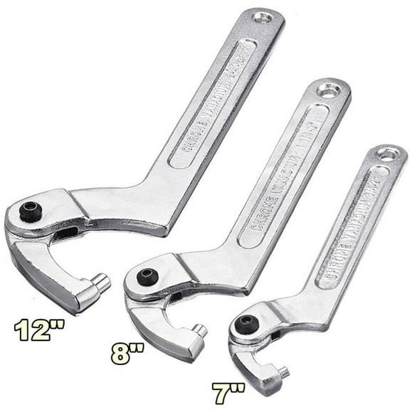 Chrome Motorcycles 7" Portable Adjustable C Type Hook Wrench Spanner Round Head