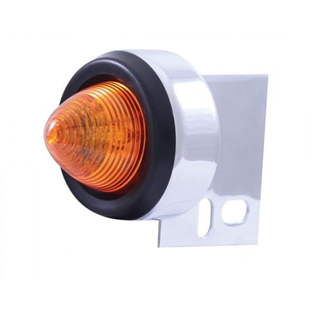 Chrome Mud Flap Hanger End Light W/ 9 Amber Led 2" Beehive Light - Amber Lens