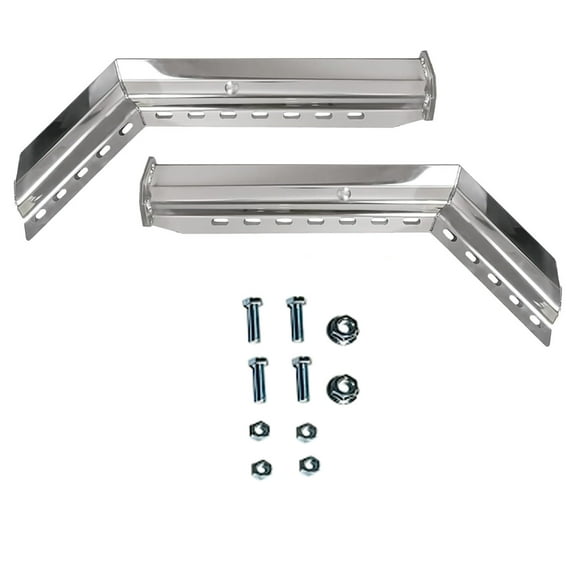 Chrome Mud Flap Hanger Pair Set 45 Degree Angled 30 Inch 2 inch Bolt Pattern