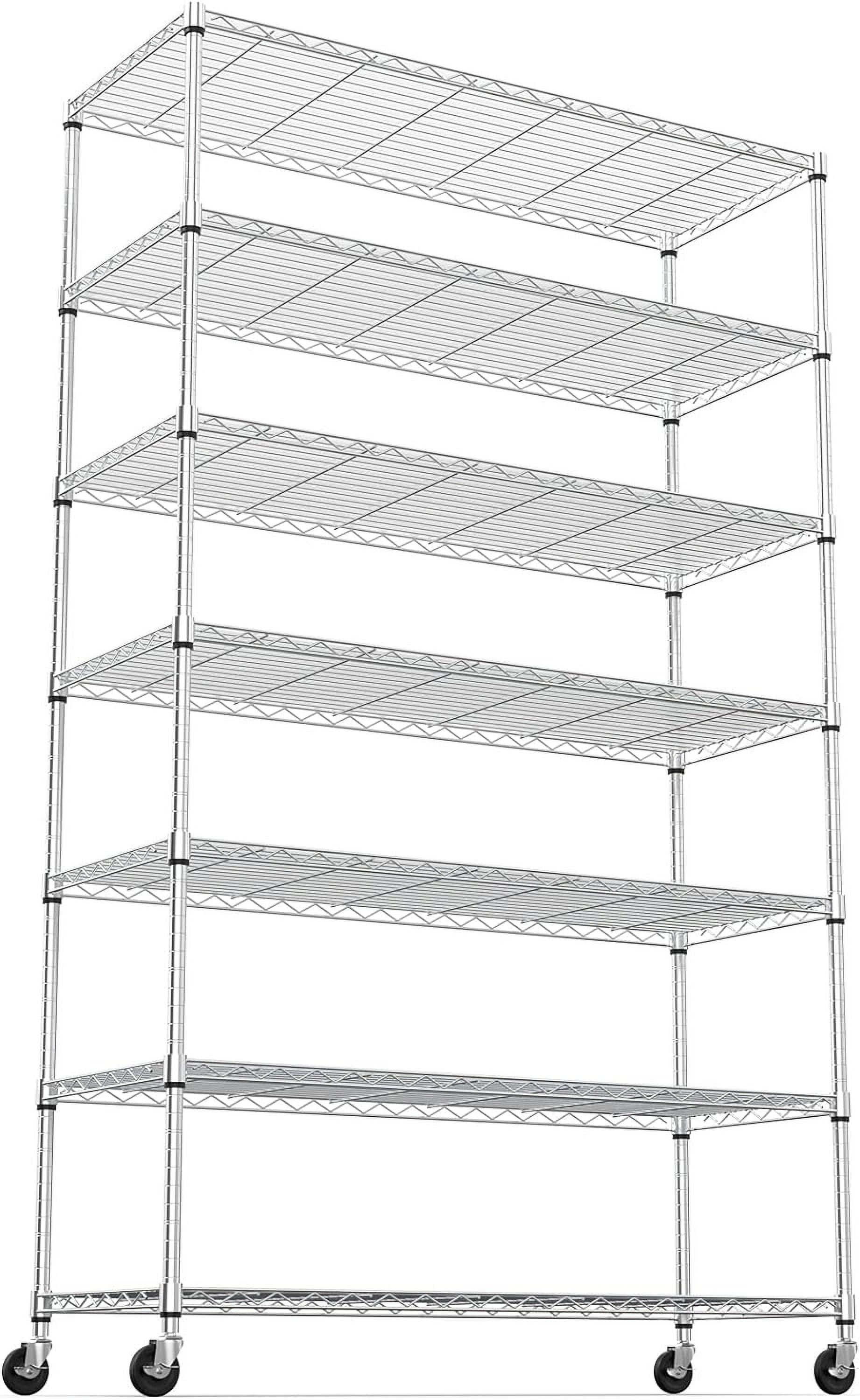Chrome 7-Tier Adjustable Metal Wire Shelving Unit with Wheels