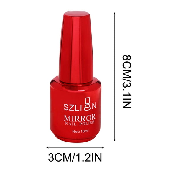 Chrome Nail Polish Set: Mirror Metallic Glitter Nail Polish 18ml Holographic Red Silver Pink Nail Polish Quick-Dry Base Top Polish Coat for Fingernail Toenail French Manicure Art 2pcs