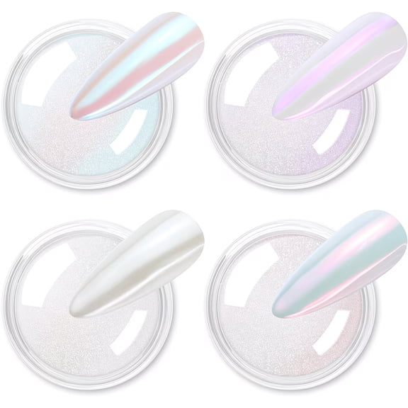 Chrome Nail Powder 4 Colors Iridescent Aurora Mirror Effect for Nail Art Manicure