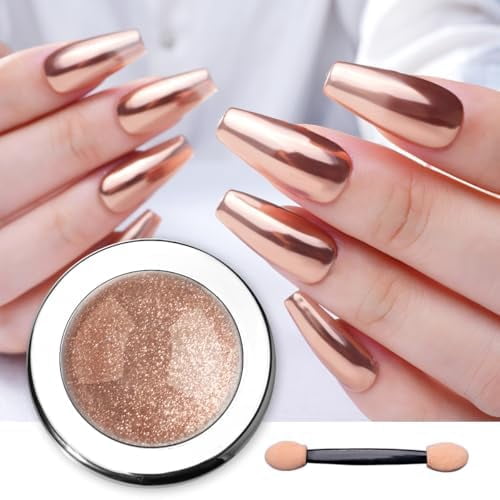 Chrome Nail Powder - Bronze/Copper Mirror Effect Nail Chrome Powders, Highlight Metallic Chrome Powder for Nail Art Pigment Chrome Powder for Nails (Bronze, 1g)