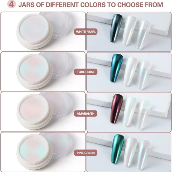 Chrome Nail Powder Metallic Mirror Glitter Effect Pigment Iridescent Aurora Mermaid Pearl Dust Kit for Gel Polish Nail Art D ration, Resin Craft Arylic Powder