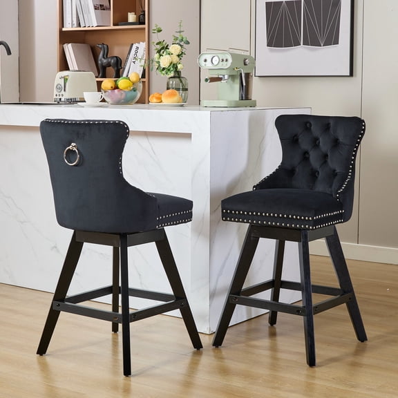 Chrome Nailhead Trim, 360 Degree - Comfortable American Style Barstools for Dining