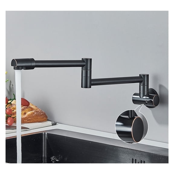 Chrome Nickel Black Brass Pot Filler Tap Wall Mounted Kitchen Faucet Single Cold Single Hole Tap Rotate Folding Spout ,Easy to Use