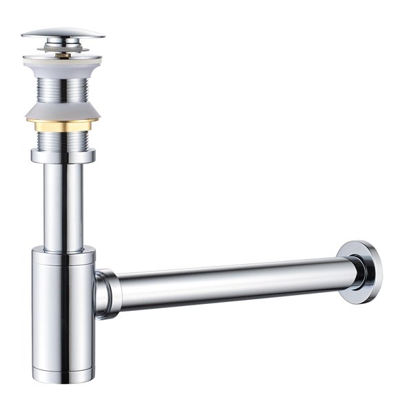 Chrome No Overflow Drain Bathroom Basin Sink Waste P-drain Kit Adjustable Bottle Pop Up Stopper