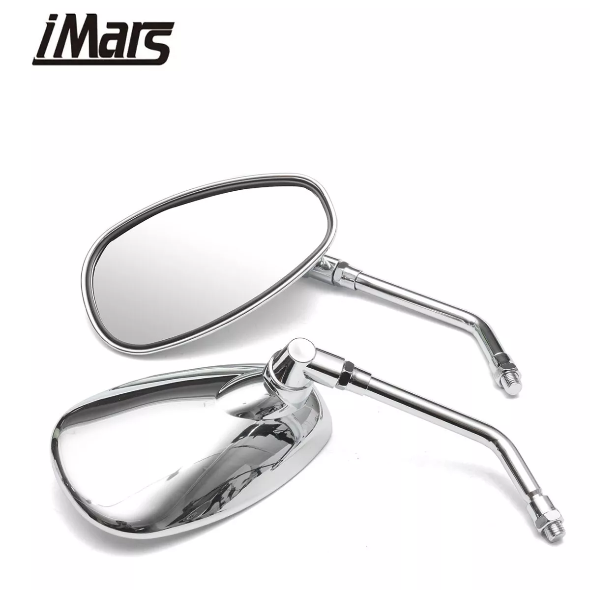 Chrome Oval Motorcycle Mirrors, Universal Fit Adjustable Mirror Angle with Clear Glass Surface for High Definition Vision