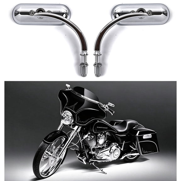 Chrome Oval Shape Motorcycle Mirrors,Upgrade Rearview Motorcycle Mirrors Compatible with Harley Road King Softail Street Glide Electra Dyna And More