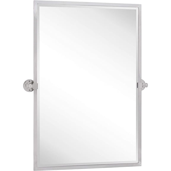 Chrome Pivot Mirror Tilt Bathroom Mirror in Polished Nickel Tilting Beveled Vanity Mirrors in Chrome, 28.5x36''