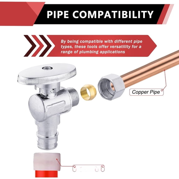 Chrome Plated Angle Stop Valve - PEX-A Inlet, 1/4 Turn, 3/8" Compression x 1/2" Expansion, 10 Pack