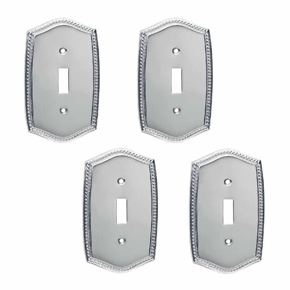 Chrome Plated Brass Toggle Switch Plate Decorative Roped Style Wall Plate 5" H x 3.38" W Standard Size Switch Plate Single Toggle/Dimmer Switch Plate | Renovators Supply Pack of 4