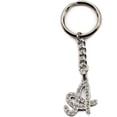 thumbnail image 1 of Chrome Plated Letter A Keychain Ring With Swarovski Crystals, Alphabetic Fisrt Letter Name Keychain, 1 of 1