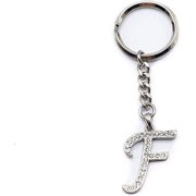 Chrome Plated Letter F Keychain Ring With Swarovski Crystals, Alphabetic Fisrt Letter Name Keychain