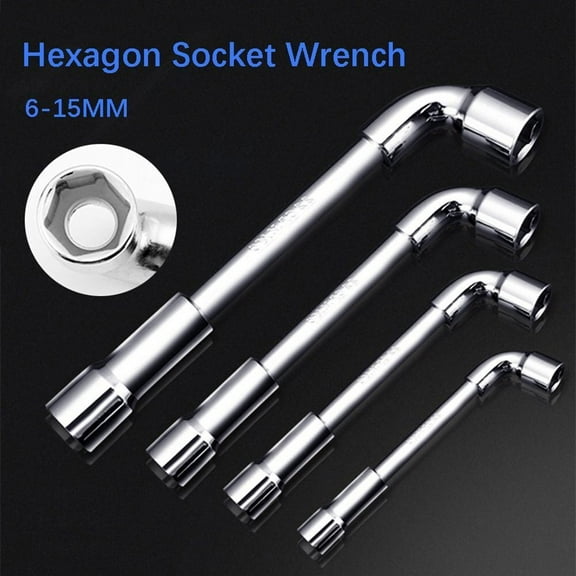 Chrome Plated Lshaped Pipe Socket Wrench Car Repair Tool Hexagonal Spanner 8Mm Fangkenuo