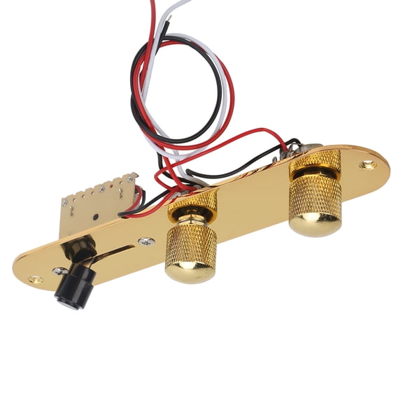 Chrome Plated Metal Guitar Control Plate Assembly with Pre-wired Circuit, Volume & Tone Knobs, 3-Way Switch, Jack, and Screws for Telecaster TL Electric Guitar