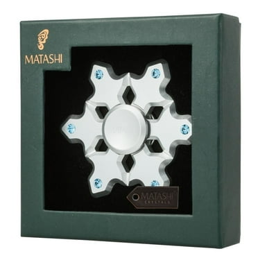 Chrome Plated Silver Hanging Christmas Tree Snowflake Spinner Ornament w/ Matashi Crystals