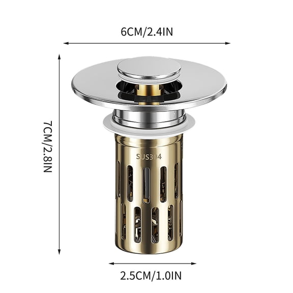 Chrome-Plated Small-Diameter Basin PopUp Sewerage with AntiOdor Filter US Standard Durable Easy Install ABS Stainless Steel Copper for Bathroom Sink Upgrade